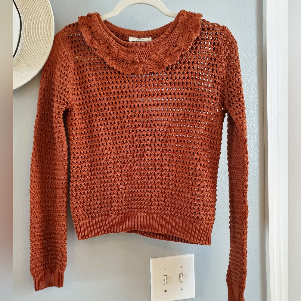 Doen Rust Open Knit Sweater, XS